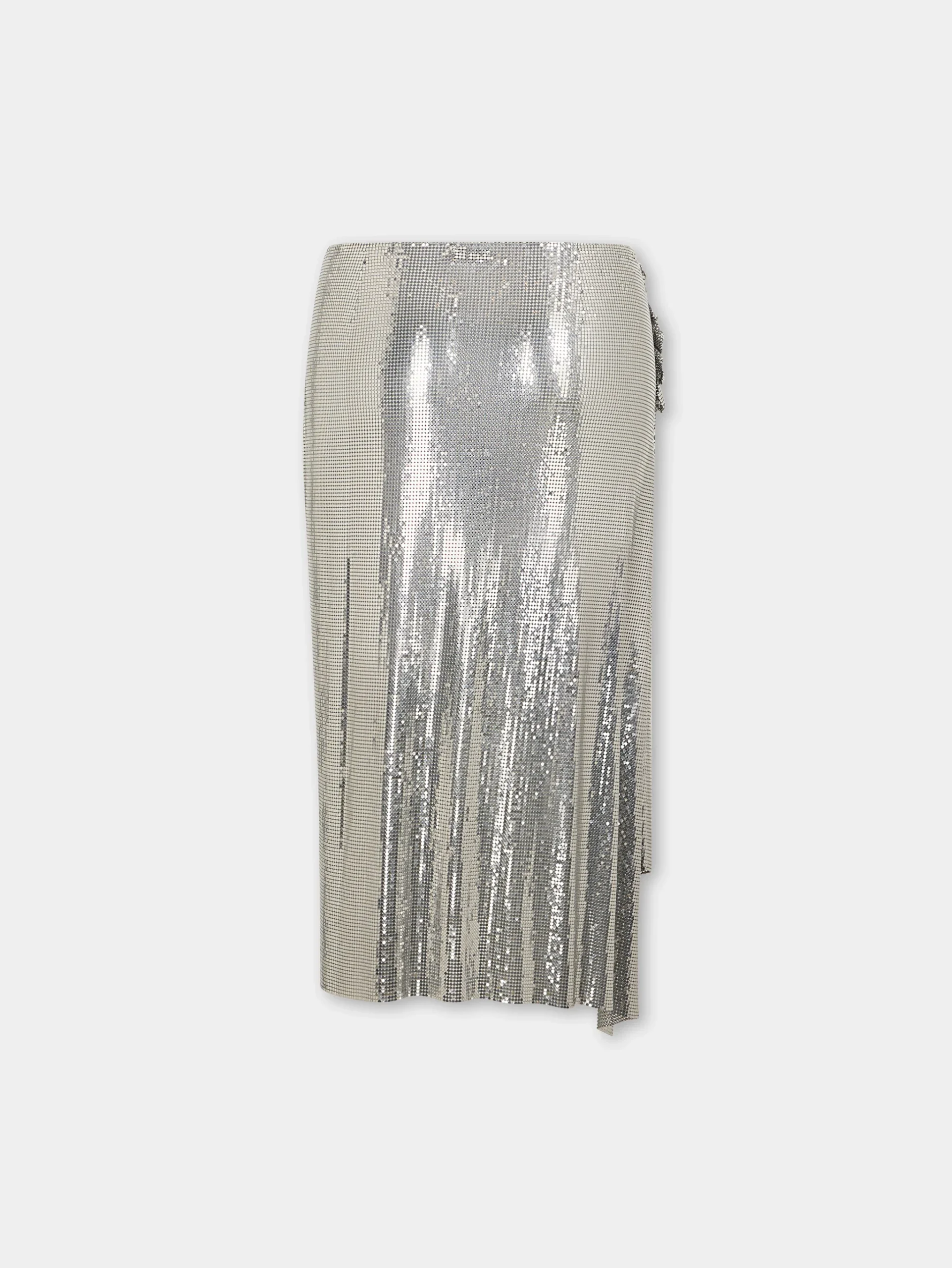 jupe drapée en maille argent