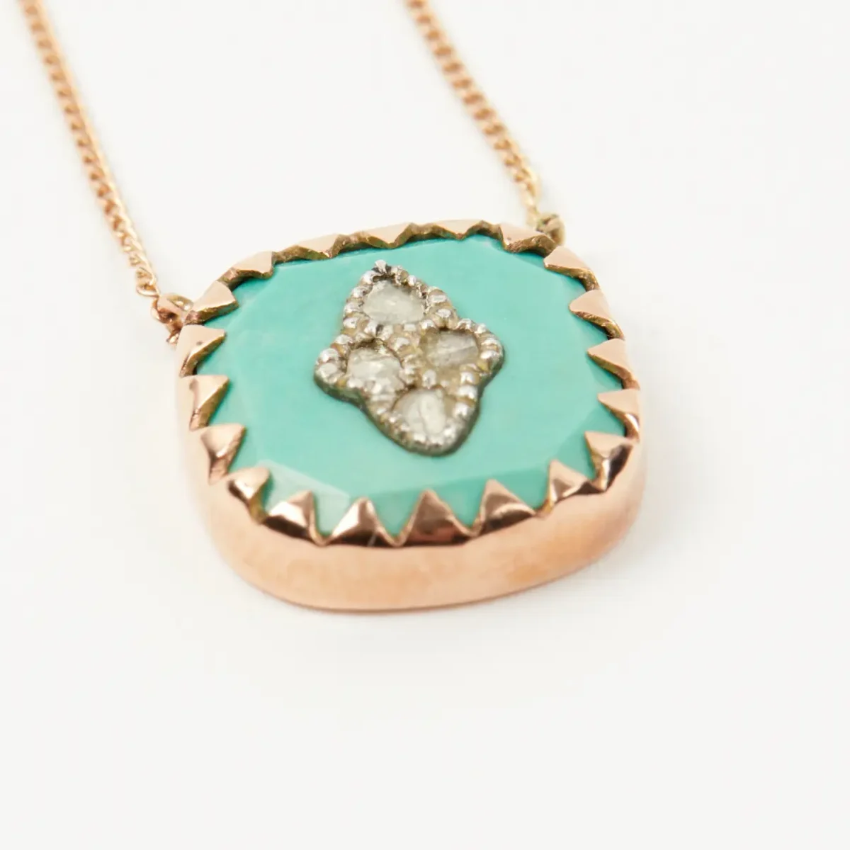 pascale-monvoisin-pierrot-n2-collier-or-rose-turquoise-diamants-unisexe-collier-valence-france-bijoux-artisanal-elegant-tendance