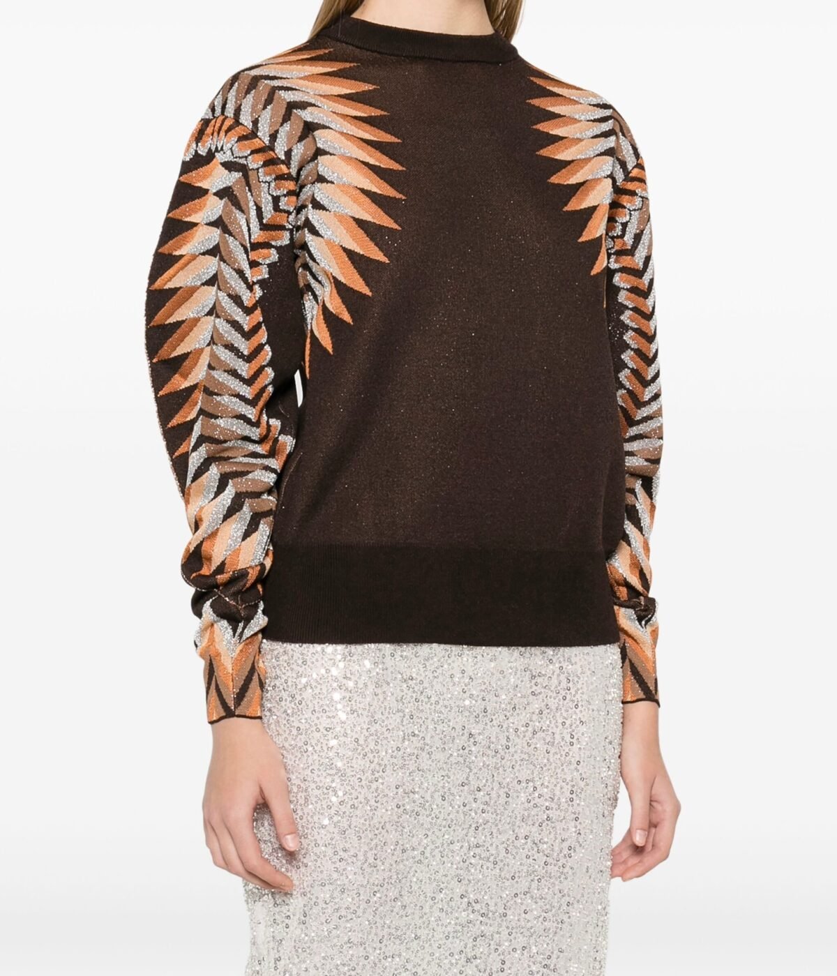 pull manches longues en jacquard lurex