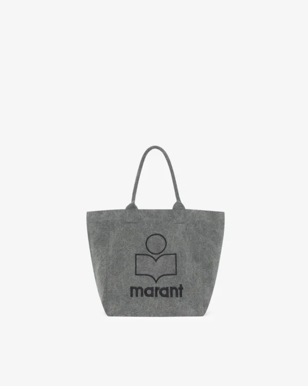 isabel marant petit cabas yenky gris toile imprime logo femme valence france tendance pratique casual front2