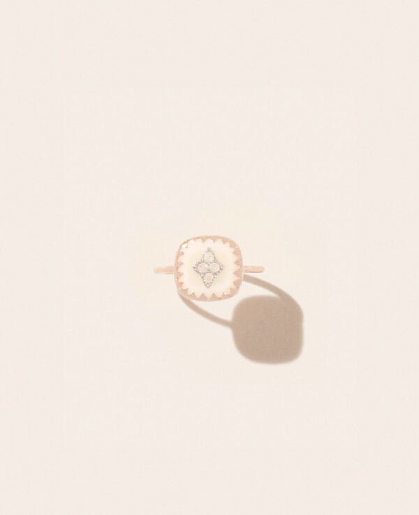 pascale monvoisin pierrot blanc bague or rose diamants unisexe valence france bijoux artisanal elegant tendance
