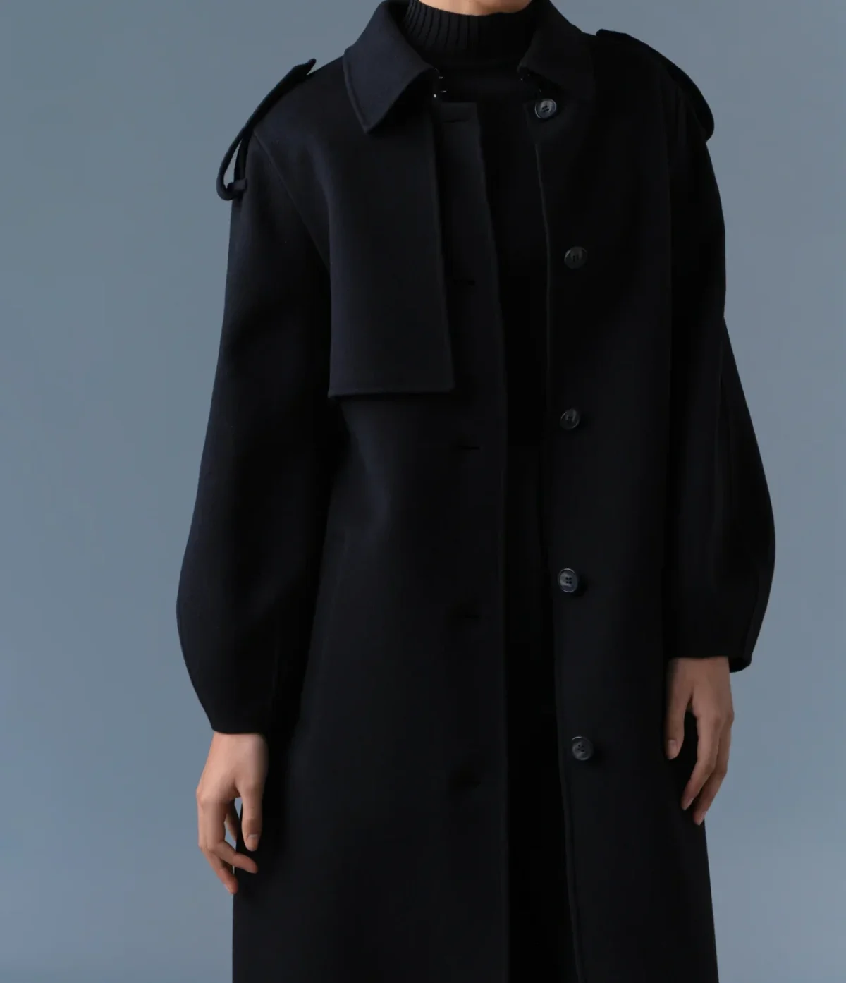 ceyla mackage manteau noir village valence trench detail