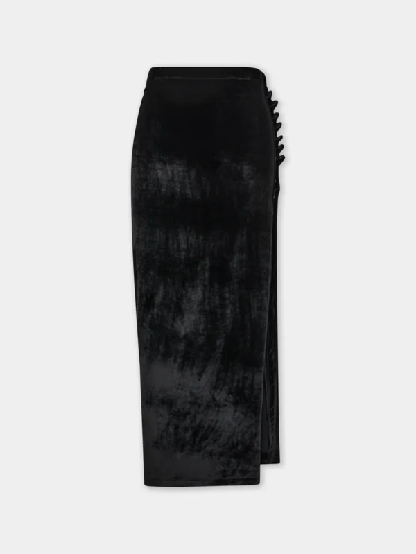 black long draped skirt in velvet