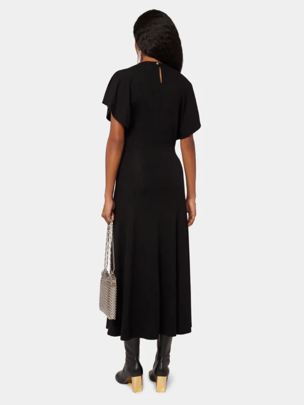 long black drapé pression dress