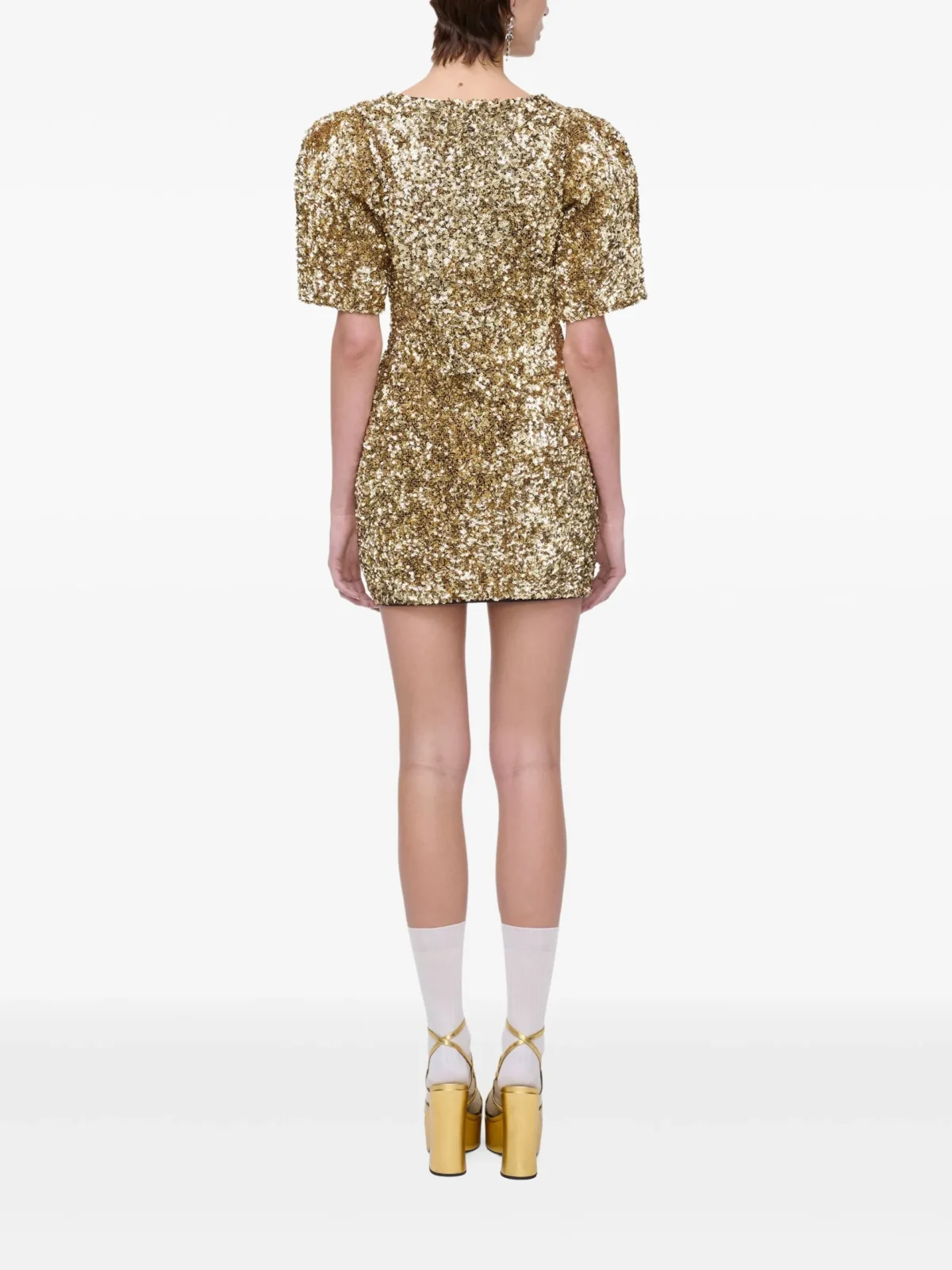 sequin v neck knit dress