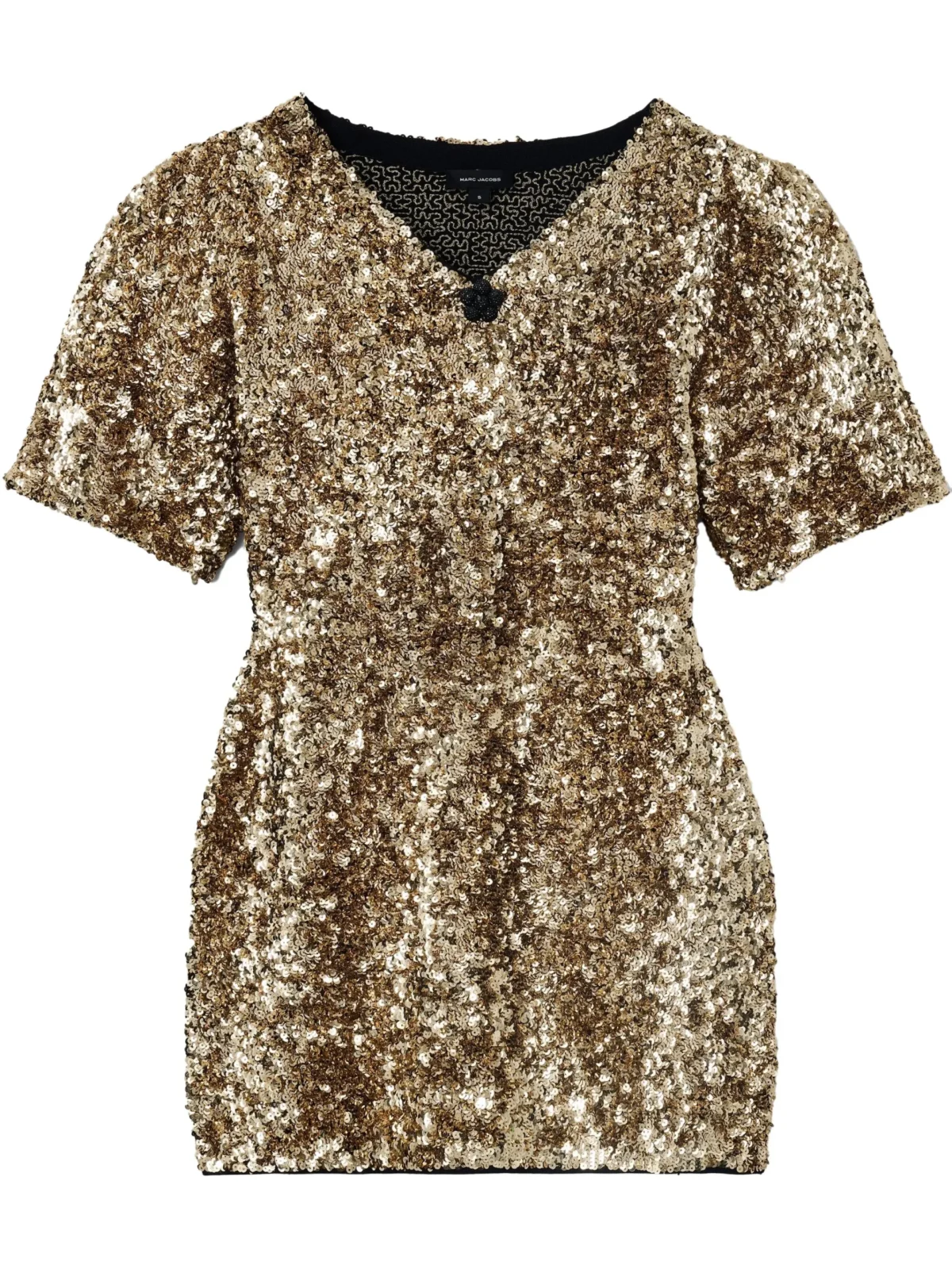 sequin v neck knit dress