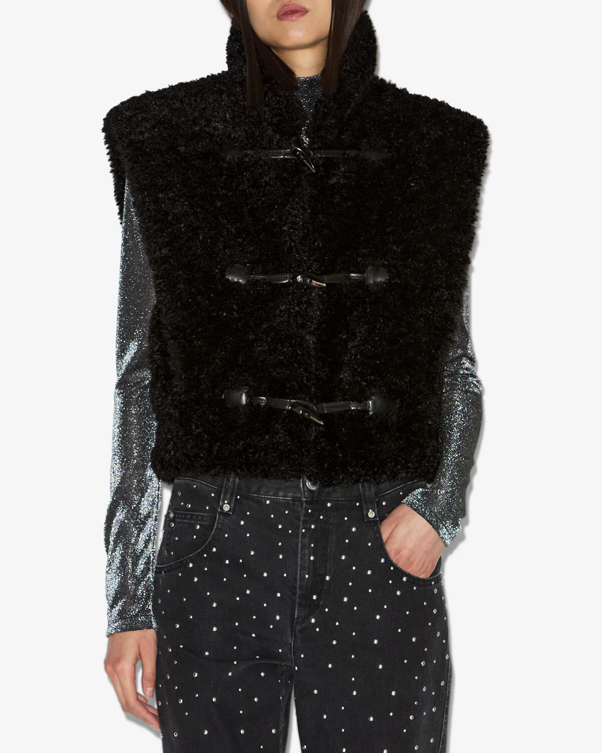 GILET ALISA  gilet sans manches fausse fourrure alisa