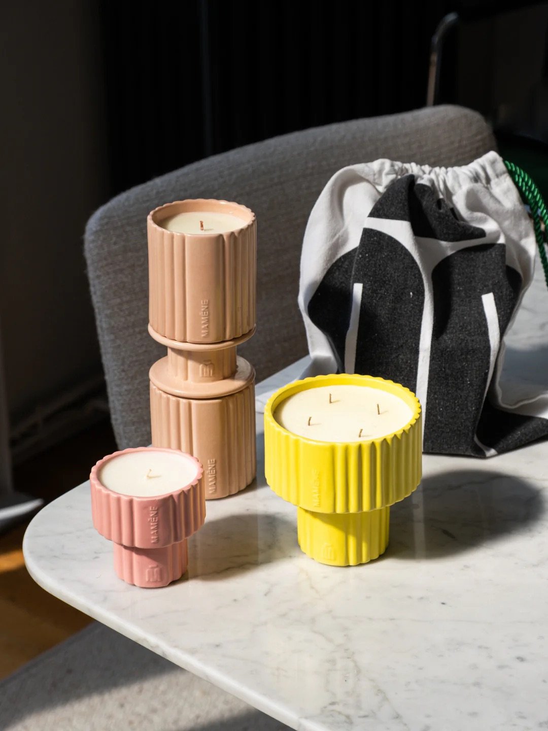 Bougie Podium Large Jaune Citron SIMONE