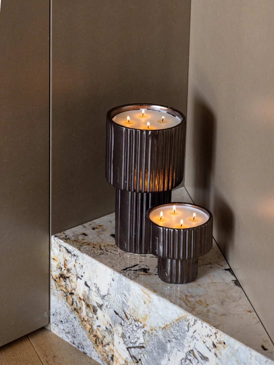 Bougie Podium Large Métal Noir MARCEL