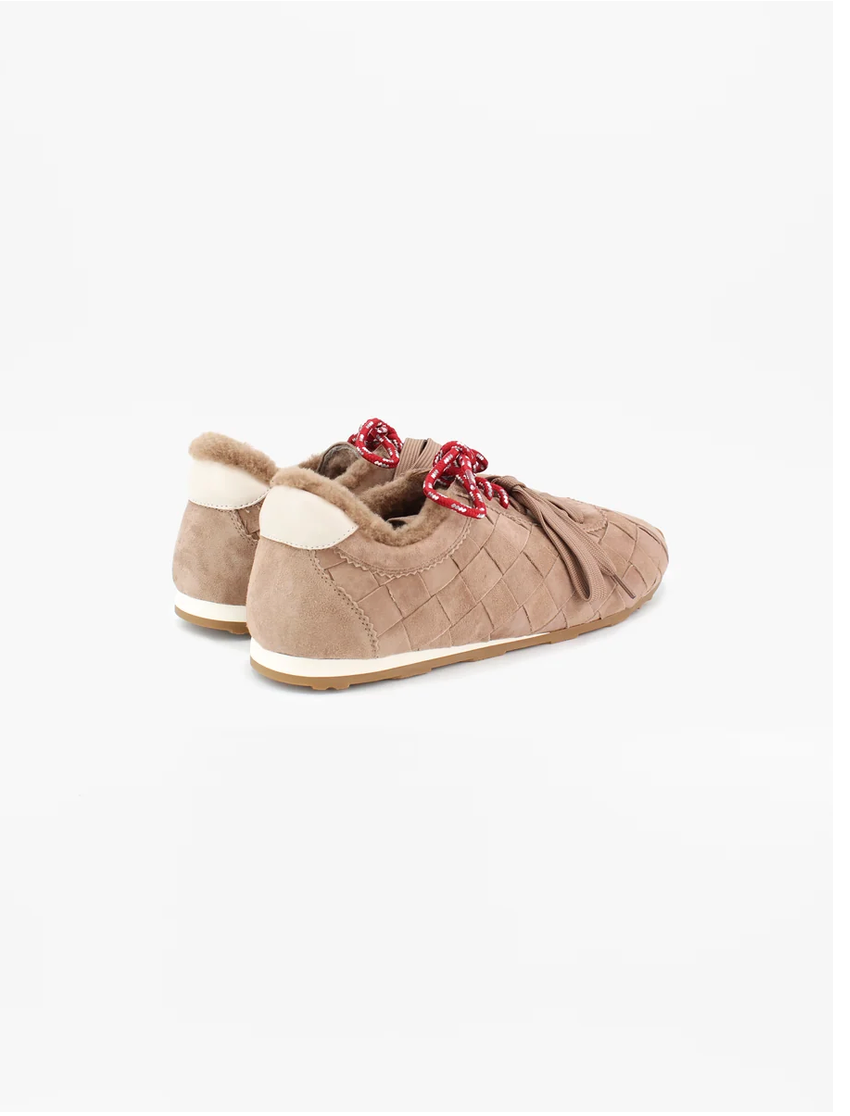 erin mouton woven suede sneaker